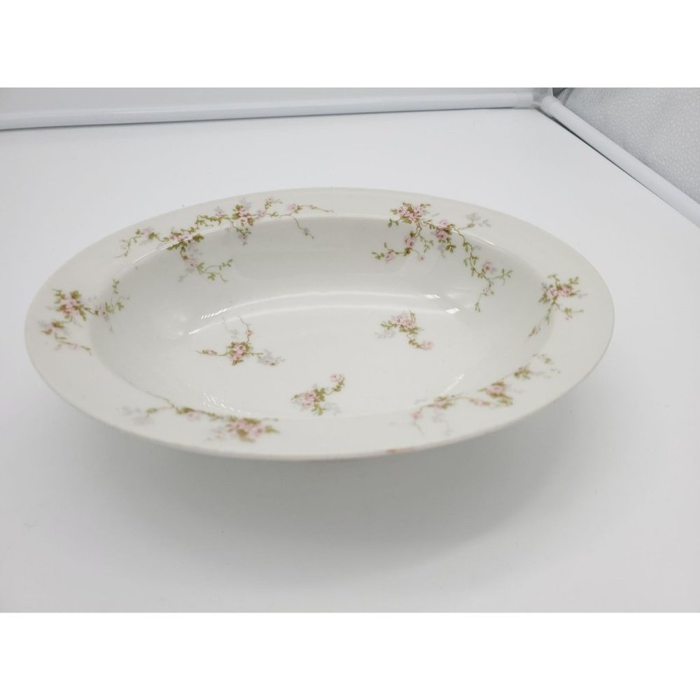 Theodore Haviland 9" Pink Spray Oval Vegetable Bowl Limoges France